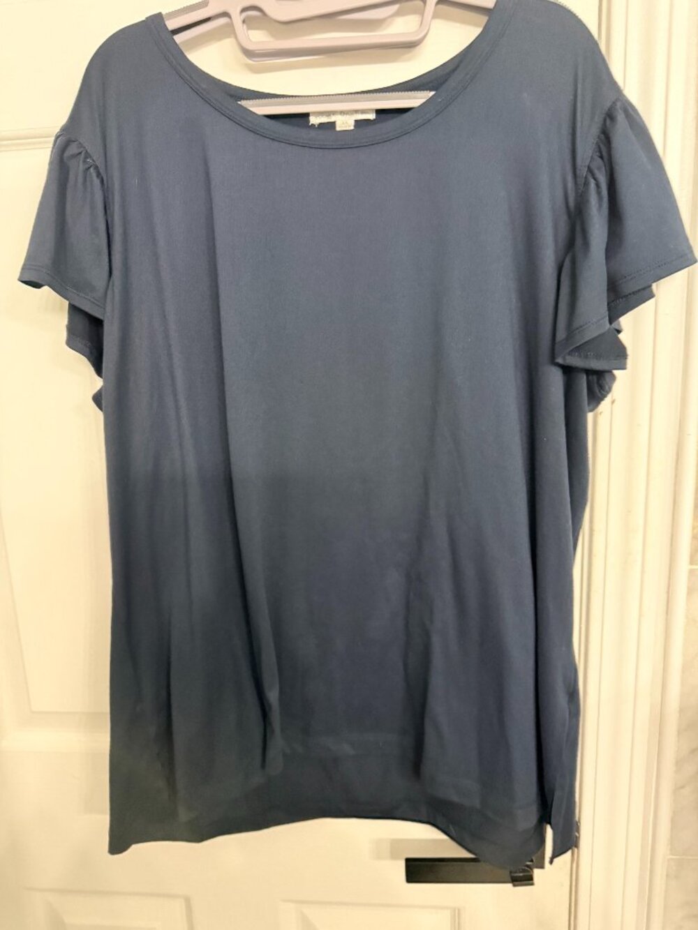 Nine Britton Slate Blue Double Flutter Sleeve Knit Top 1X